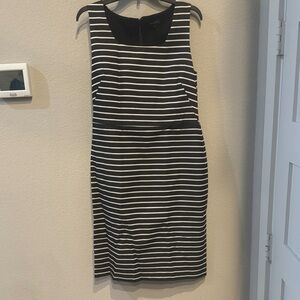 The Limited Black and White Striped Midi Dress